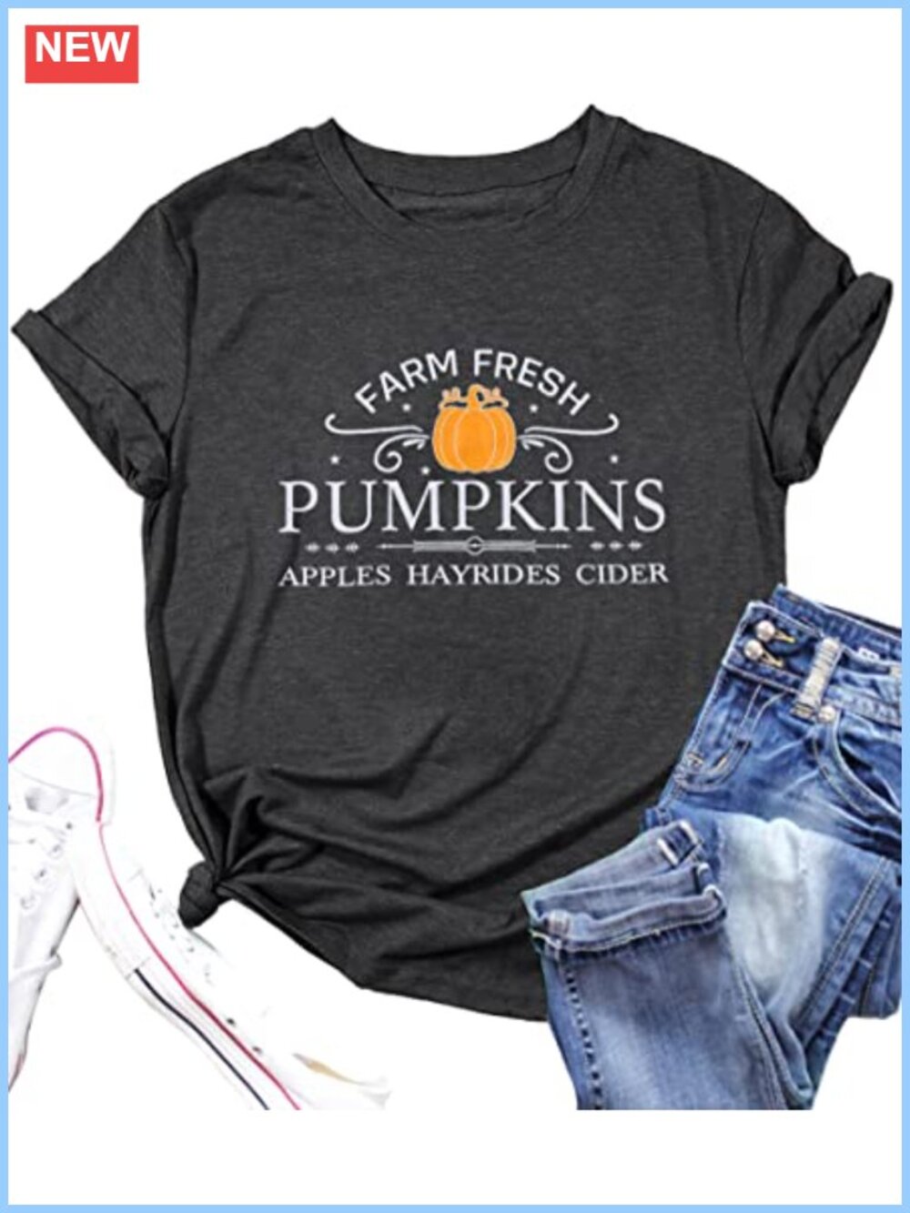 VILOVE Pumpkin Graphic Tee Women Short Sleeve Crew Neck Fall T-Shirt